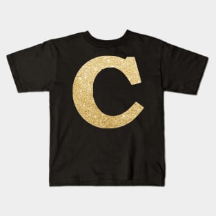 The Letter C Gold Metallic Design Kids T-Shirt